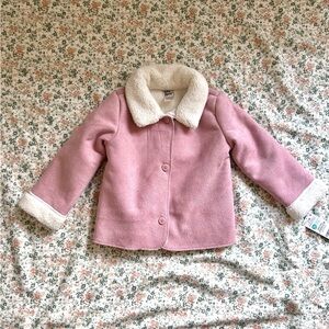 Pink Oshkosh B'gosh Faux Suede Jacket with Faux Fur Collar Sz 24 month / 2T
